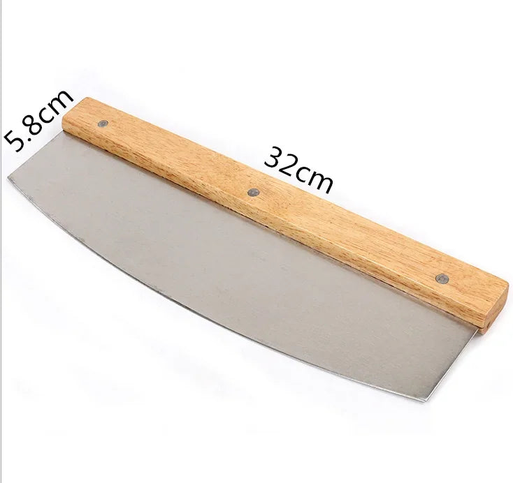 Spatule de Cuisine Inox avec manche en bois, idéale pour la préparation des aliments, dimensions 32cm de long