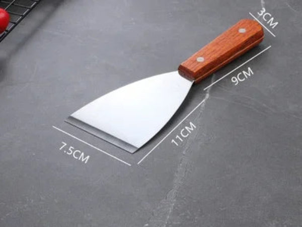 Spatule de Cuisine Inox avec Manche en Bois, Outil Pratique pour la Cuisine, 28 Modèles au Choix