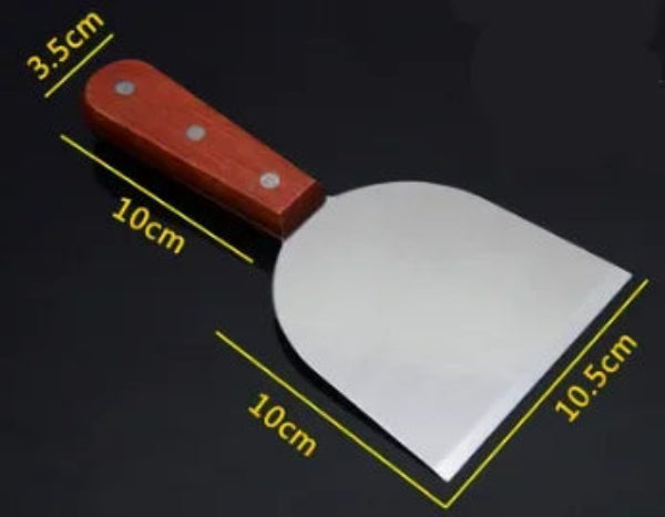 Spatule de Cuisine Inox avec Manche en Bois, Dimensions de 10 cm par 10,5 cm pour la Cuisine
