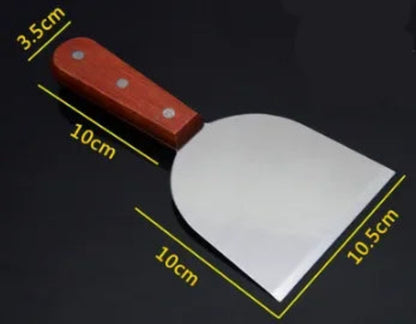 Spatule de Cuisine Inox avec Manche en Bois, Dimensions de 10 cm par 10,5 cm pour la Cuisine