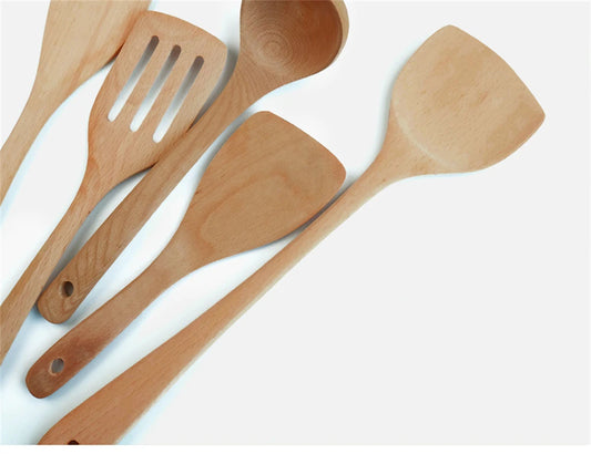 Ensemble de spatules en bois naturel Spatule en Bois Naturel – Ustensile Sain Anti-rayures pour cuisine