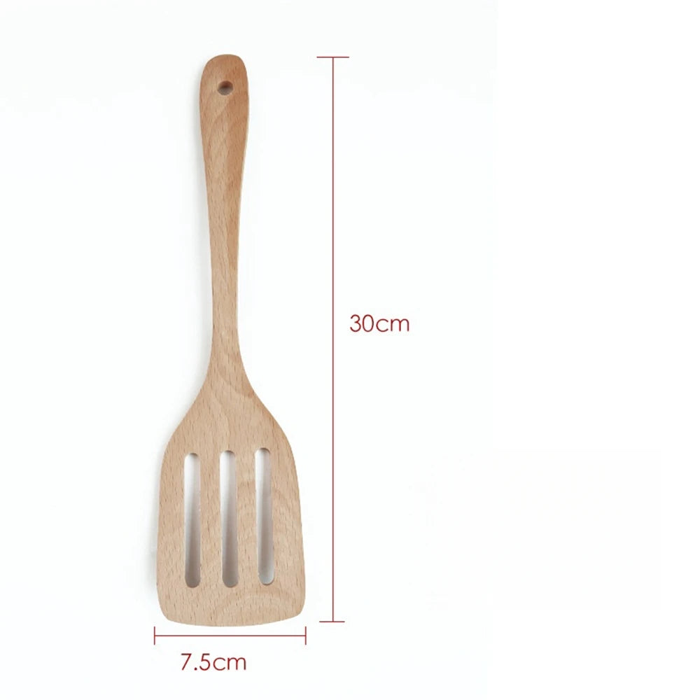 Spatule en Bois Naturel – Ustensile Sain Anti-rayures de 30 cm de longueur pour cuisine écologique