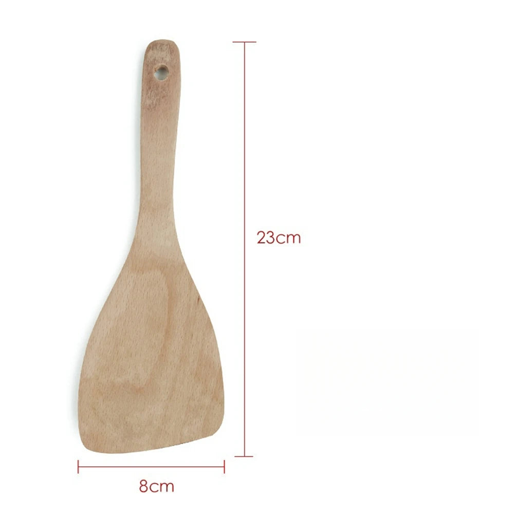 Spatule en Bois Naturel – Ustensile Sain Anti-rayures de 23 cm de long et 8 cm de large