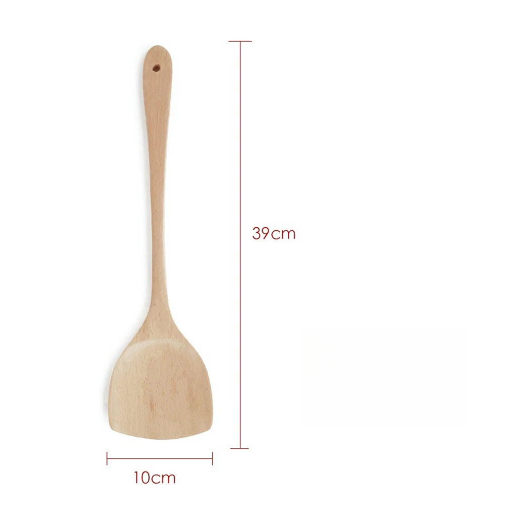Spatule en Bois Naturel – Ustensile Sain Anti-rayures de 39 cm de longueur pour cuisine