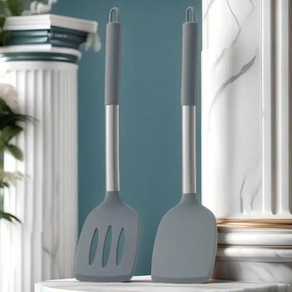 Set de spatules en silicone résistantes à la chaleur pour poêle antiadhésive avec poignées ergonomiques