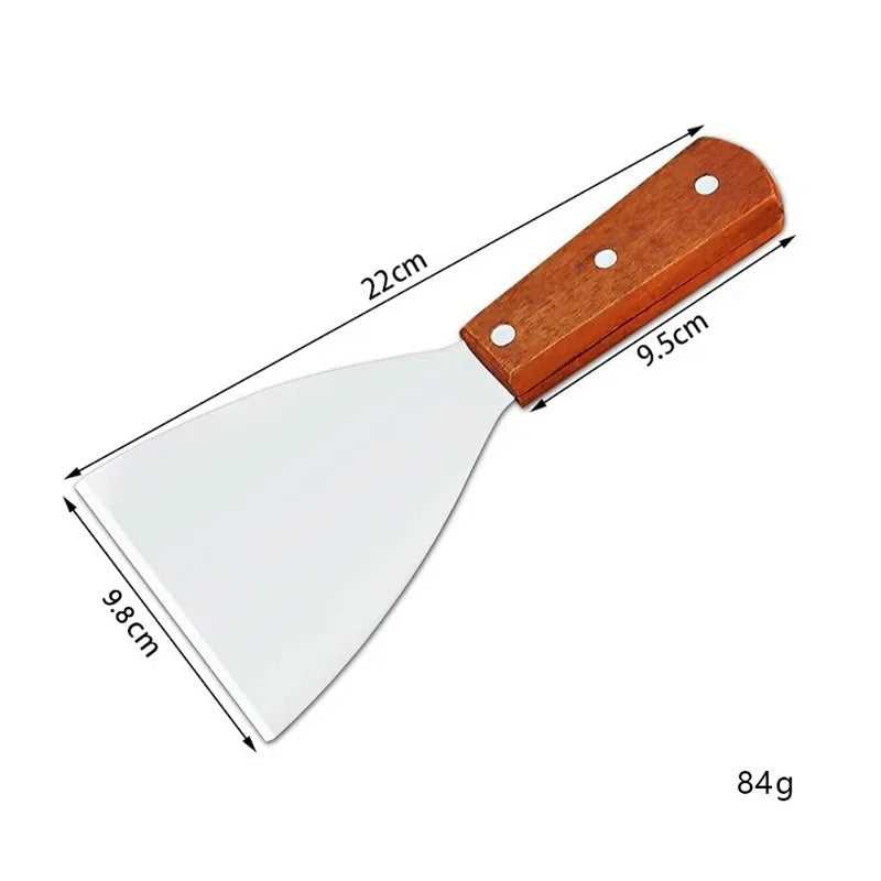 Spatule inox avec manche en bois de 22 cm idéale pour la cuisine et la pâtisserie