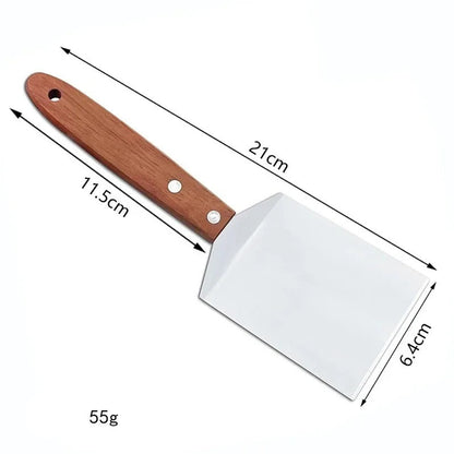 Spatule inox avec manche en bois de 21 cm pour une utilisation facile dans la cuisine