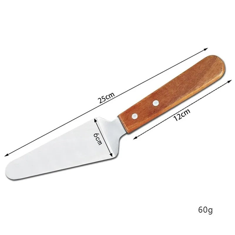 Spatule inox avec manche en bois de 25 cm pour cuisiner et servir facilement