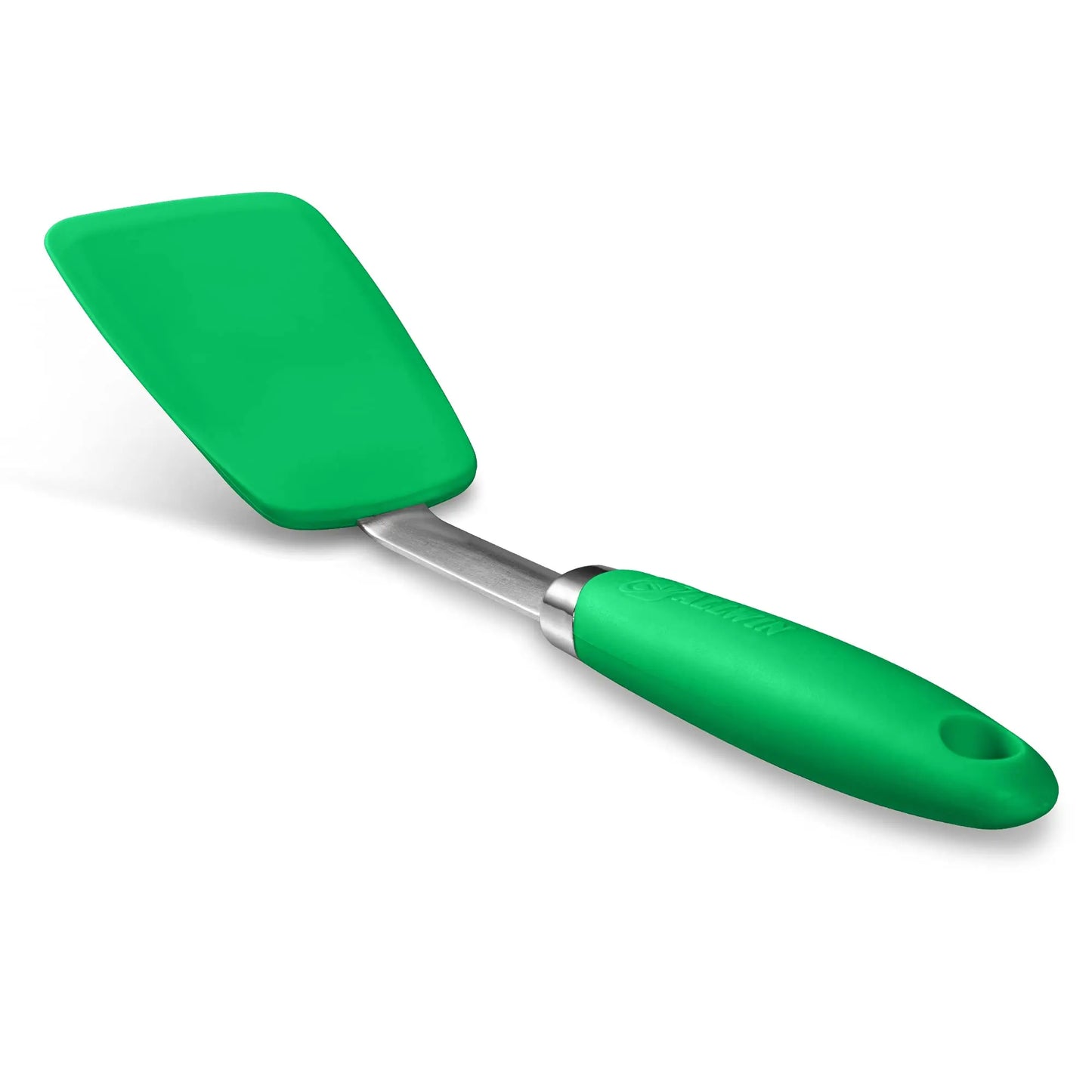 Spatule plate en silicone résistante 260°C avec un manche ergonomique en vert