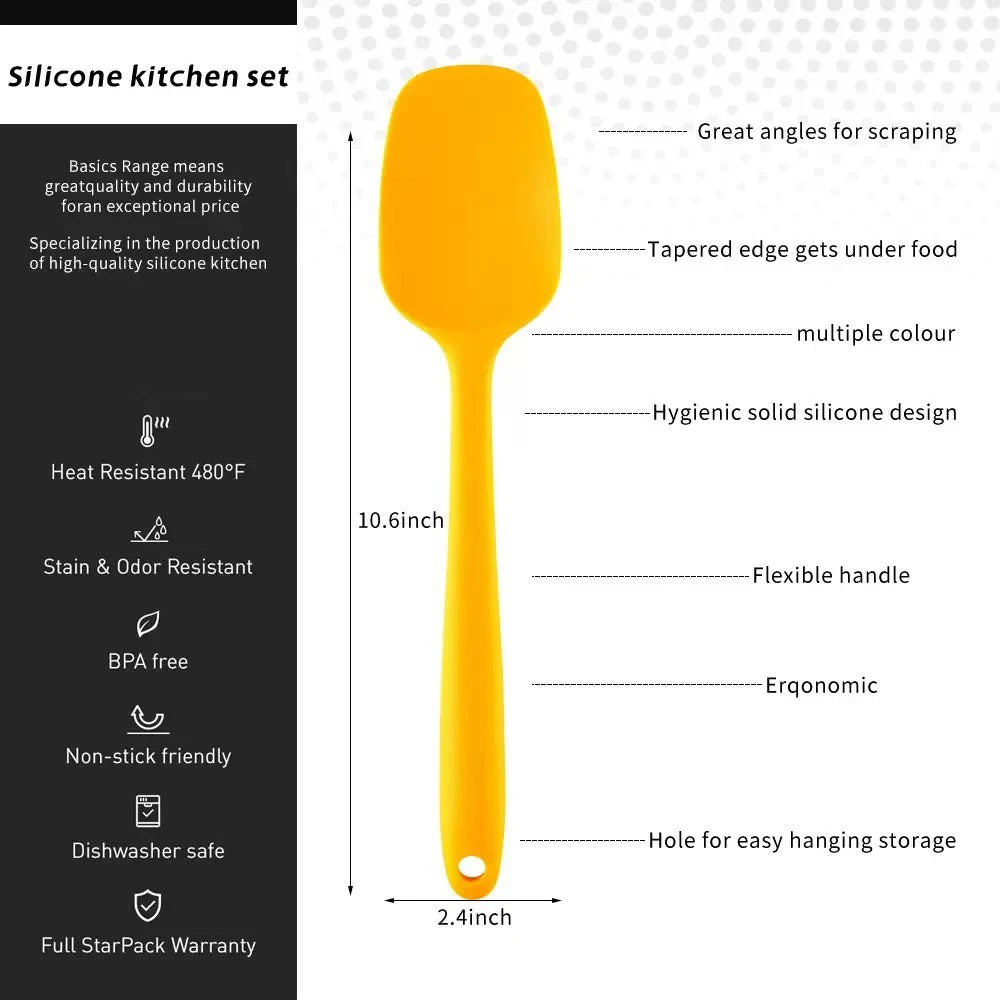 Spatule en silicone cuisine souple résistante chaleur pour racler et mélanger facilement, idéale pour diverses préparations.