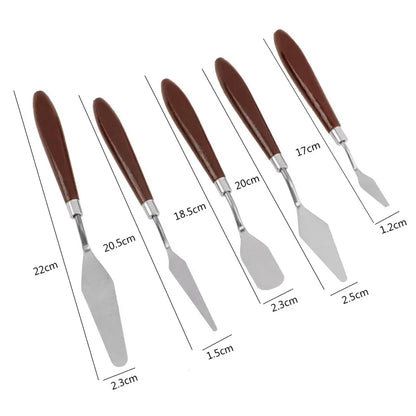 Spatules de Précision en Inox pour Décoration Pâtisserie – 5 Pièces avec poignées ergonomiques en bois
