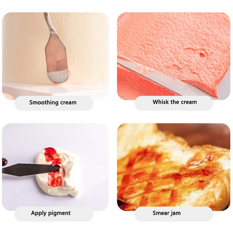 Spatules de Précision en Inox pour Décoration Pâtisserie – 5 Pièces pour lisser, fouetter et appliquer des décorations.