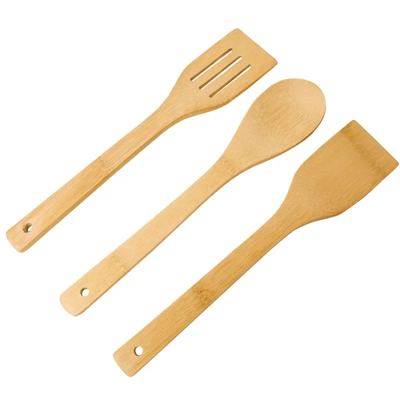 Set de 3 pièces de spatules en Bambou, idéales pour cuisiner avec style et durabilité