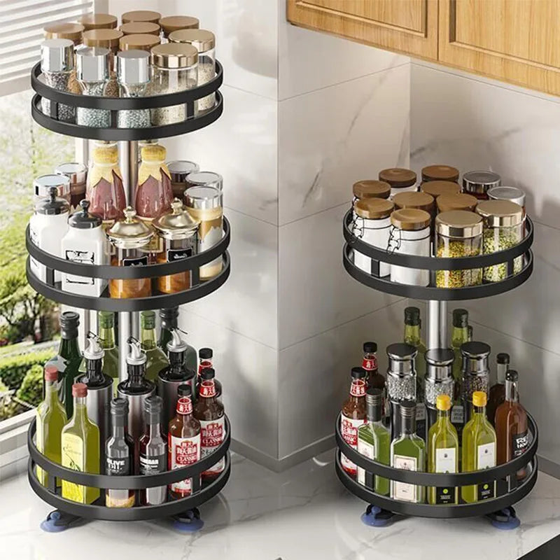 Support Épices Rotatif 360° – Gain de Place Cuisine avec plusieurs étagères pour rangement efficace