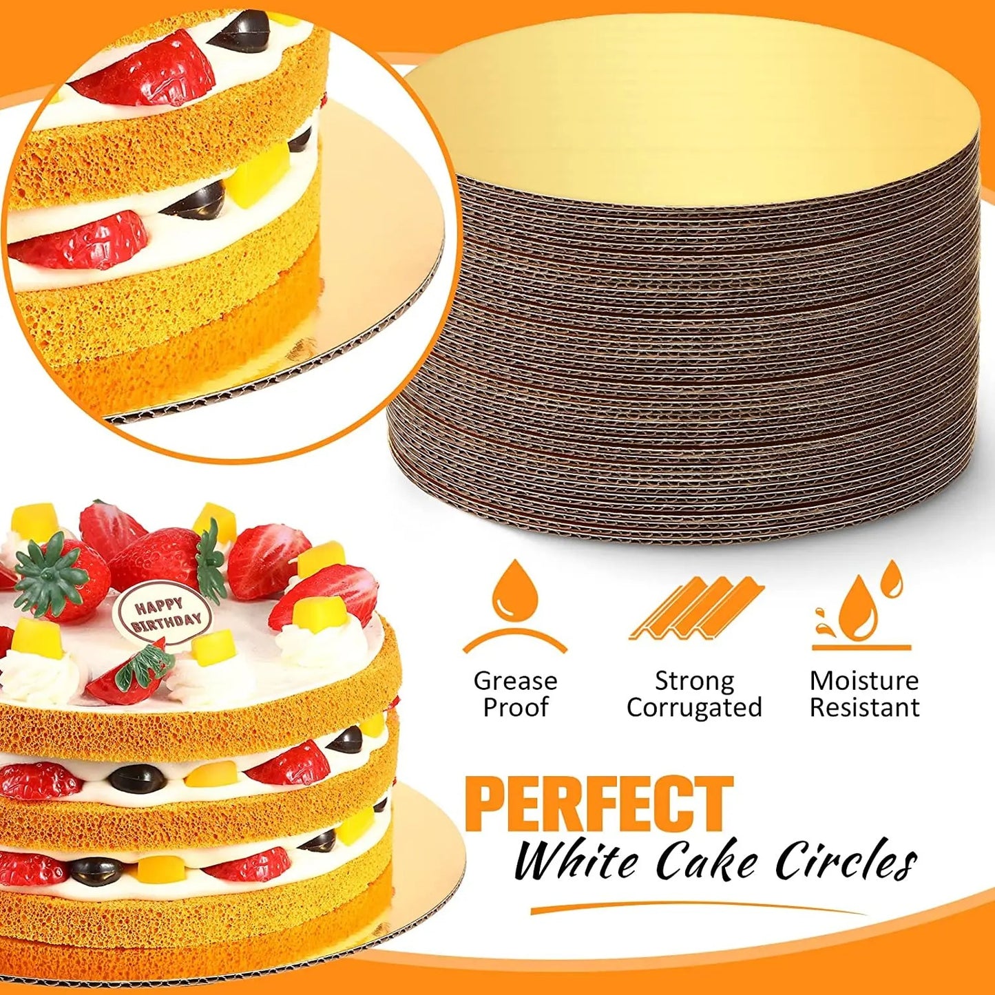 Supports à Gâteau Ronds Or Lot de 10 pour présenter des gâteaux avec élégance et style