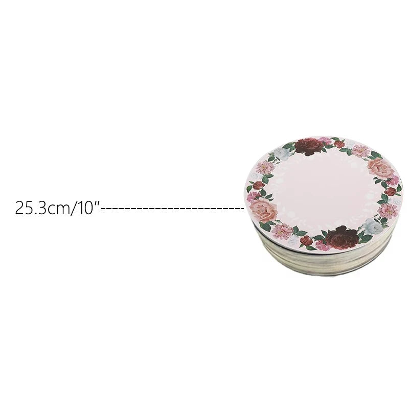 Supports Gâteaux Jetables Solides - Lot de 20 de 25.3 cm avec motif floral élégant