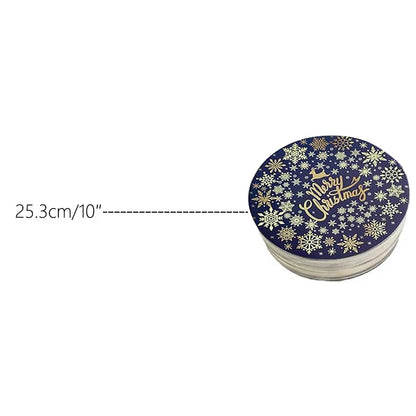 Supports Gâteaux Jetables Solides - Lot de 20 avec motif de Noël en bleu et doré, diamètre de 25,3 cm