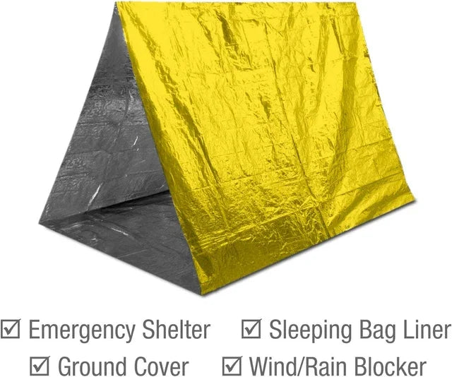 Abri d'urgence en aluminium pour kit de survie 72h famille – 3 à 4 personnes, résistant aux intempéries et léger