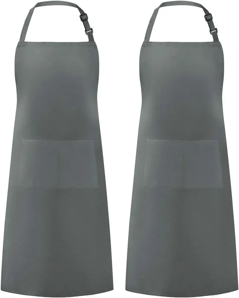 Tablier professionnel unisexe – Résistant et ajustable gris avec poches avant pour gadgets cuisine