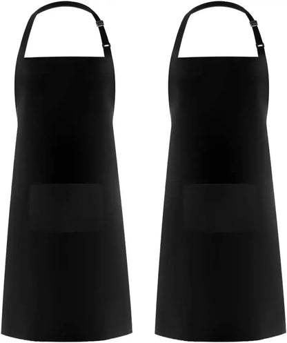 Tablier professionnel unisexe – Résistant et ajustable en tissu noir avec poche frontale pour cuisine