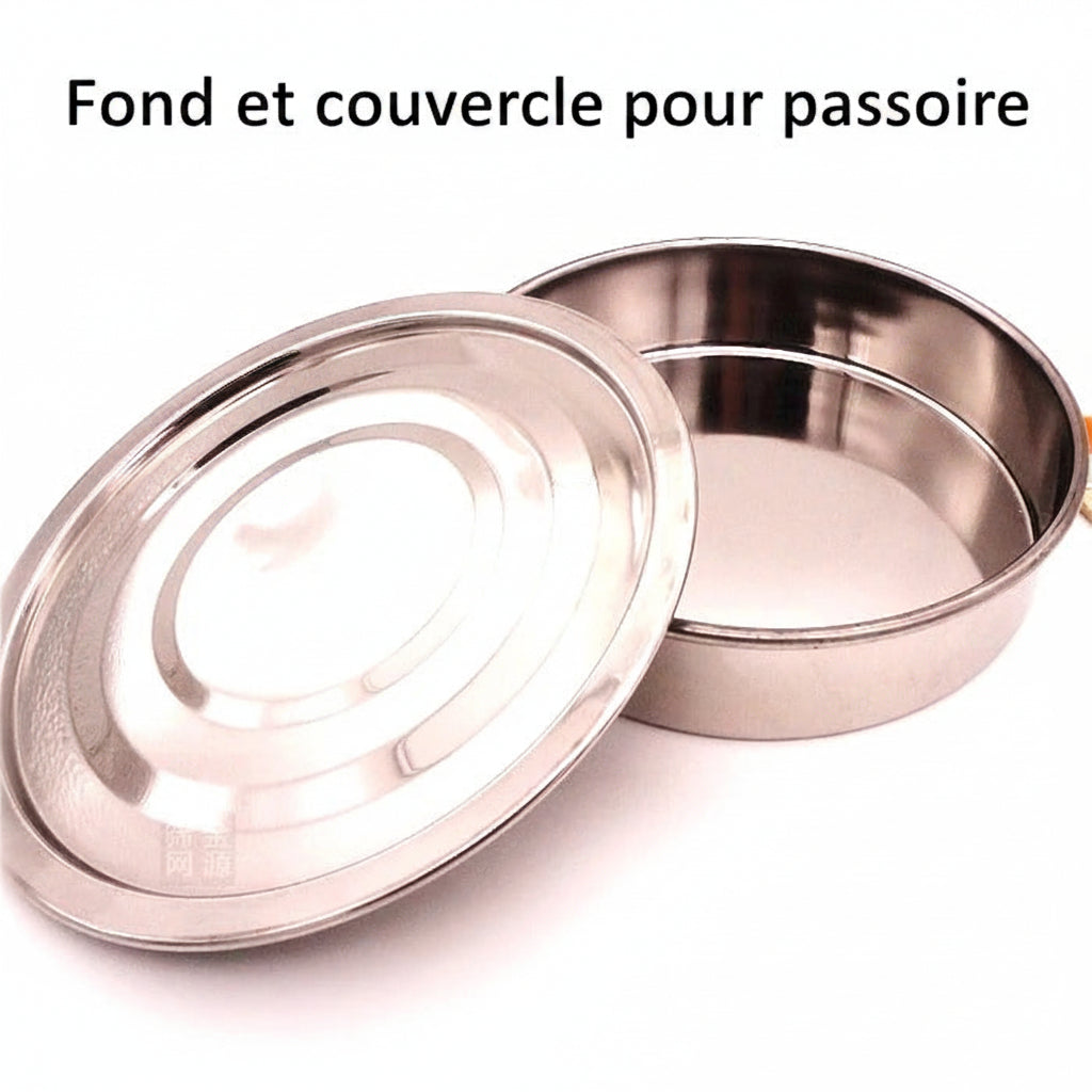 Fond et couvercle pour passoire en inox, idéal avec le Tamis à Farine Inox Professionnel Passoire Fine pour Cuisine et Pâtisserie