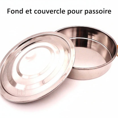 Fond et couvercle pour passoire en inox, idéal avec le Tamis à Farine Inox Professionnel Passoire Fine pour Cuisine et Pâtisserie