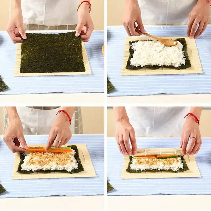 Étapes pour utiliser le Tapis à Sushi en Bambou – Rouleau Maki Maison Facile avec des ingrédients frais