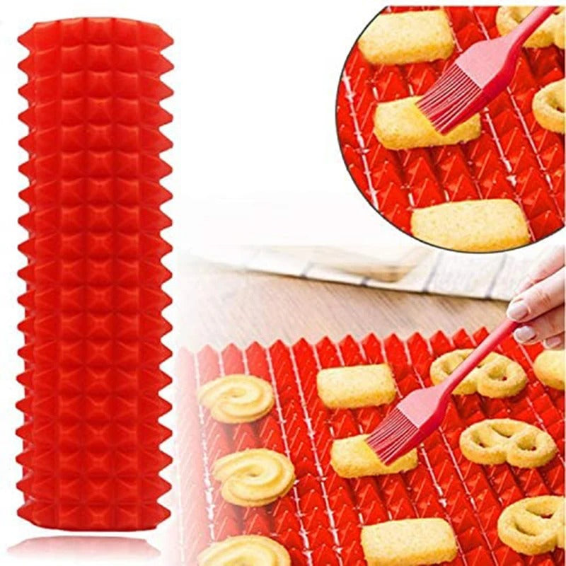Tapis de cuisson pyramidal en silicone pour four, barbecue et cuisson plus saine avec motif en relief