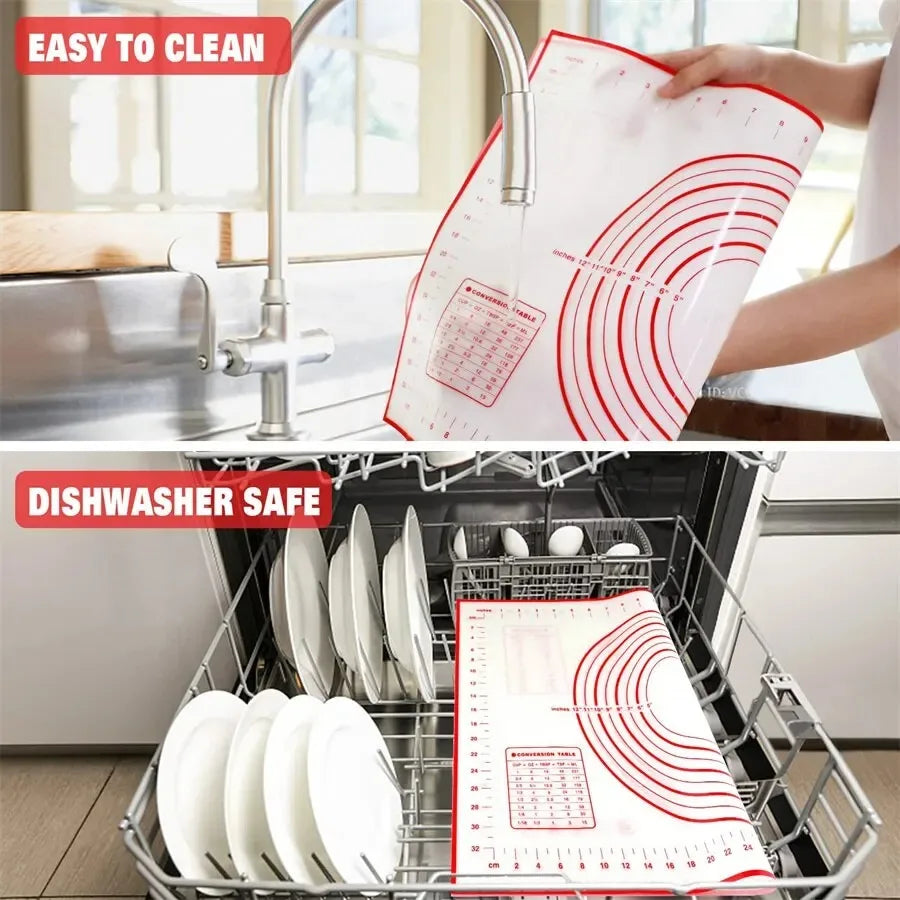 Tapis de Pâtisserie en Silicone – Pétrir, Étaler et Mesurer, facile à nettoyer et compatible lave-vaisselle