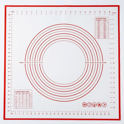 Tapis de Pâtisserie en Silicone – Pétrir, Étaler et Mesurer avec des repères de mesure rouges
