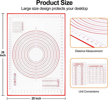 Tapis de Pâtisserie en Silicone – Pétrir, Étaler et Mesurer avec des repères de mesure clairs.