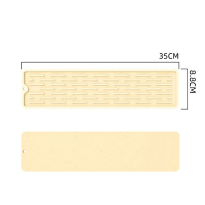 Tapis de Récupération d’Eau pour Robinet – 35 ou 55 cm en silicone beige, idéal pour garder l'évier propre