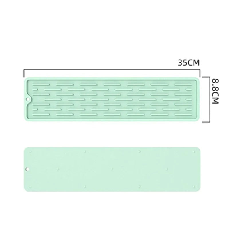 Tapis de Récupération d’Eau pour Robinet de 35 cm en silicone vert, idéal pour garder votre évier sec