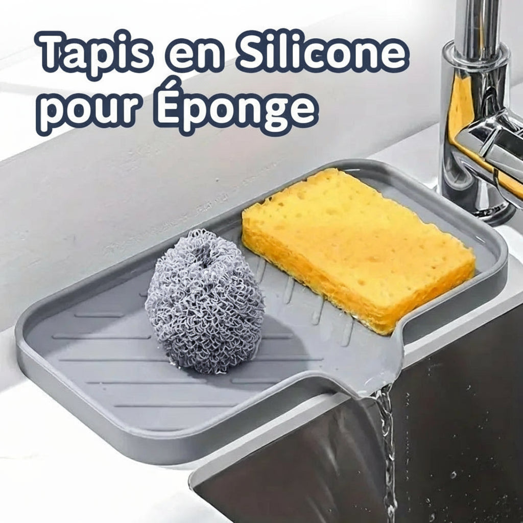 Tapis en Silicone pour Éponge avec espace pour éponge et savon, idéal pour la cuisine