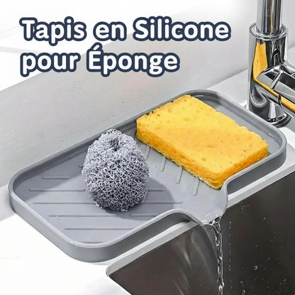 Tapis en Silicone pour Éponge avec espace pour éponge et savon, idéal pour la cuisine