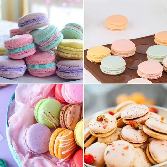 Tapis Macarons Silicone – Résistant Souple Réutilisable avec macarons colorés en différentes saveurs