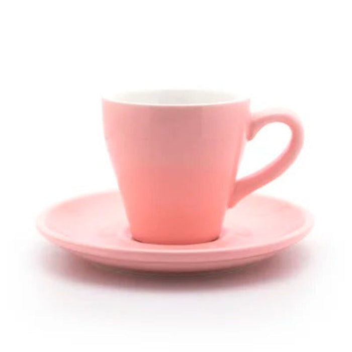 Tasse à café tulipe en céramique avec soucoupe 80 ml en rose pour un service élégant