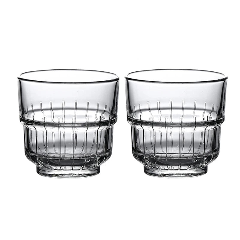 Tasse à Café en Verre Strié – Lot de 2 Résistante à la Chaleur avec un design élégant et robuste