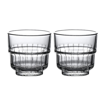 Tasse à Café en Verre Strié – Lot de 2 Résistante à la Chaleur avec un design élégant et robuste