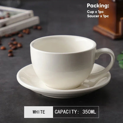 Tasse à Café & Thé avec Soucoupe – Design Nordique Élégant en céramique blanche, capacité de 350 ml