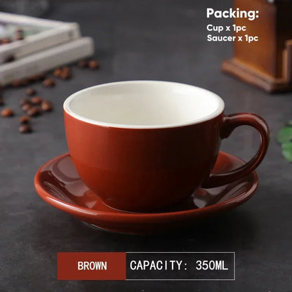 Tasse à Café & Thé avec Soucoupe – Design Nordique Élégant en marron avec une capacité de 350ML