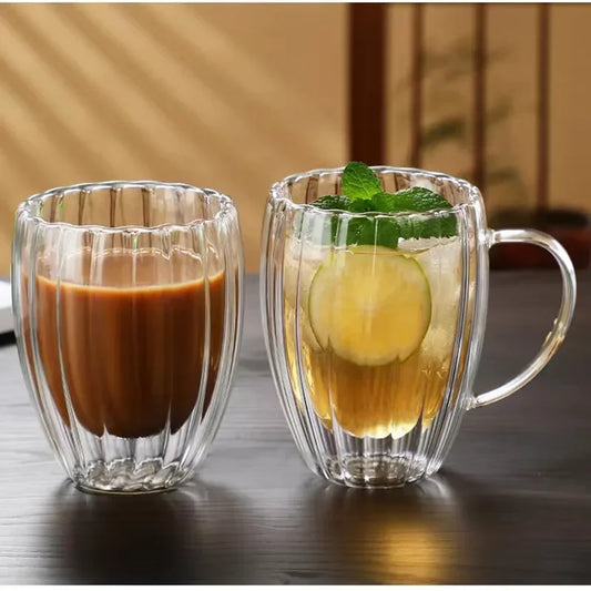 Tasse Double Paroi en Verre design élégant avec boisson chaude et froide pour une expérience raffinée