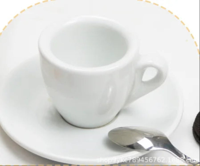 Tasse Espresso Italienne avec Soucoupe – 60ml en céramique blanche avec cuillère en acier inoxydable