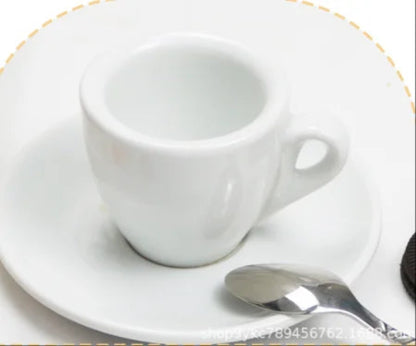 Tasse Espresso Italienne avec Soucoupe – 60ml en céramique blanche avec cuillère en acier inoxydable