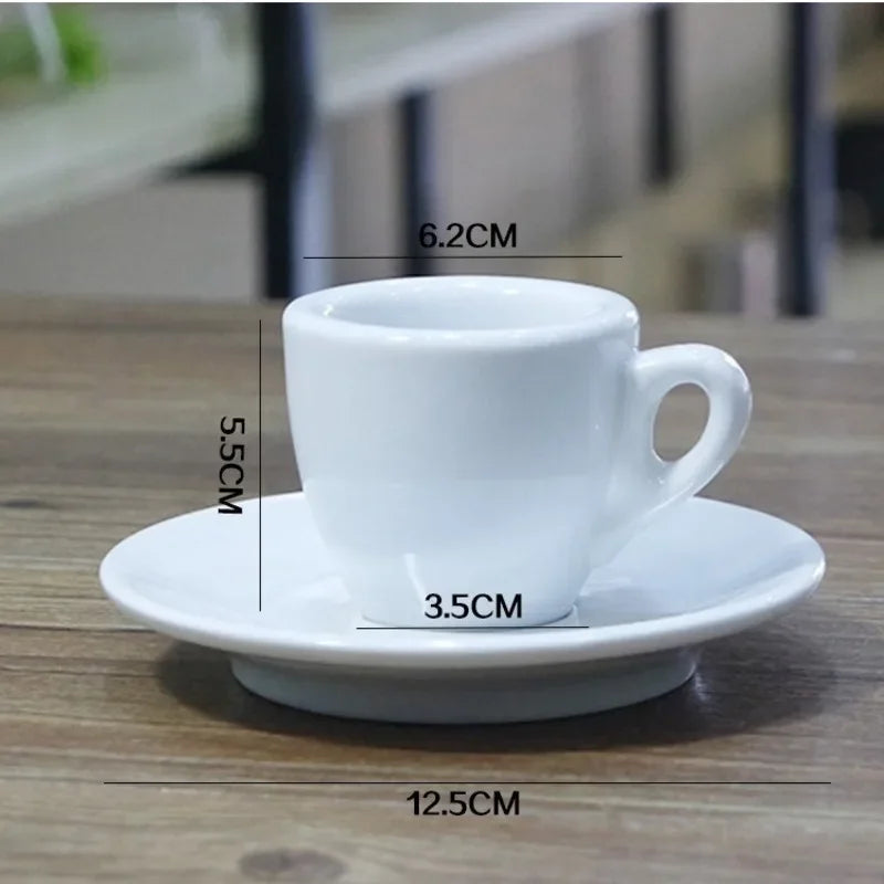 Tasse Espresso Italienne avec Soucoupe – 60ml en porcelaine blanche avec dimensions claires