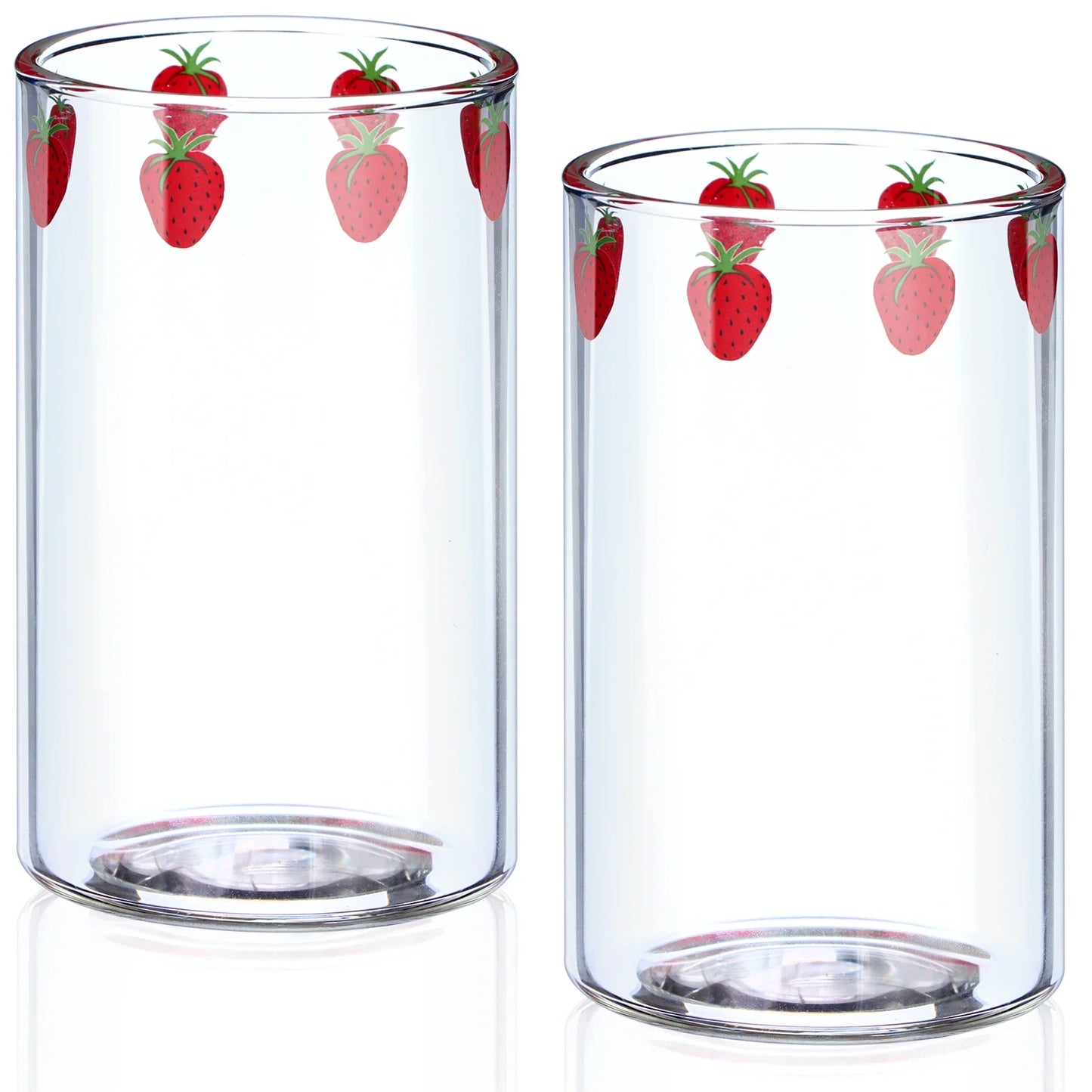 Tasse Fraise en Verre – 300 ml avec Couvercle & Paille au design frais et fruité pour des boissons estivales