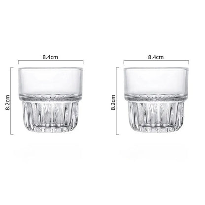 Tasses à Café en Verre – Lot de 2 avec design élégant et capacité de 155/250/316 ml, parfaites pour servir du café.