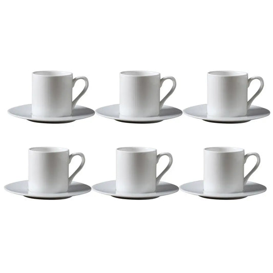 Set de tasses à thé et café blanches avec soucoupes, idéal pour vos pauses gourmandes