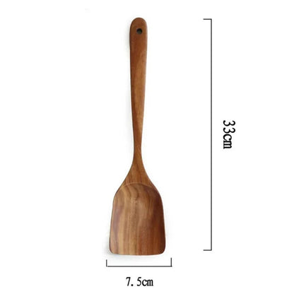 Spatule en bois de teck de 33 cm, ustensiles de cuisine en bois de teck – 1 à 11 pièces.