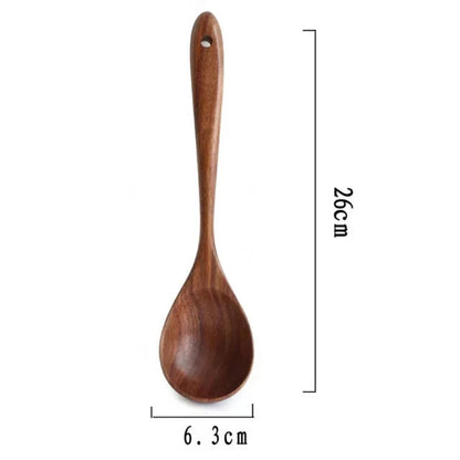 Cuillère en bois de teck de 26 cm, partie de l'ensemble d'ustensiles de cuisine en bois de teck – 1 à 11 pièces